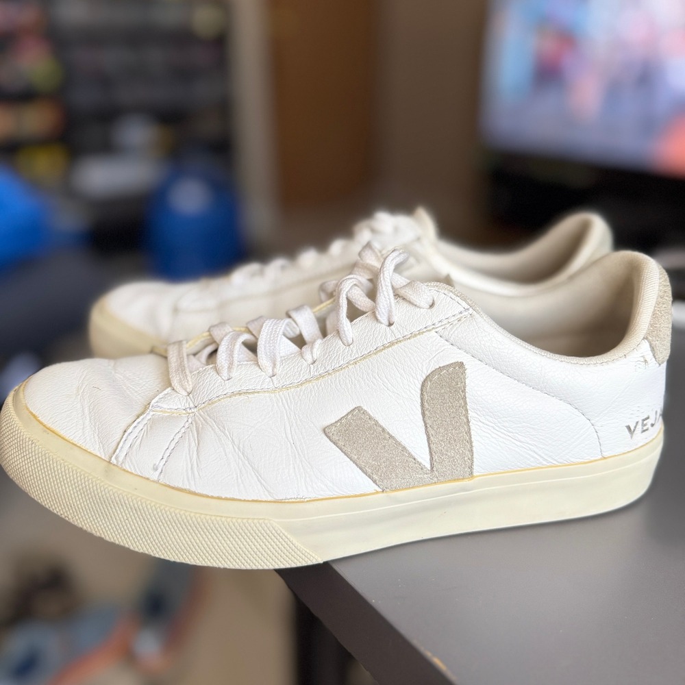 Veja Esplar Sneakers Women 10 White Grey Leather Suede Low Top Shoes